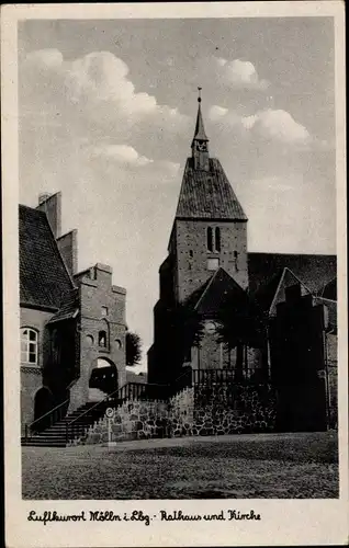 Ak Mölln im Herzogtum Lauenburg, Rathaus, Kirche