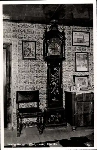 Ak Hallig Hooge in Nordfriesland, Königspesel, Alte Uhr