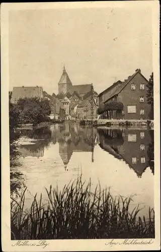 Ak Mölln in Lauenburg, Mühlenteich mit Stadt