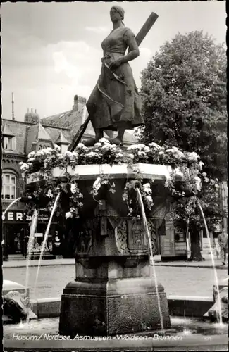 Ak Husum in Nordfriesland, Asmussen-Woldsen-Brunnen