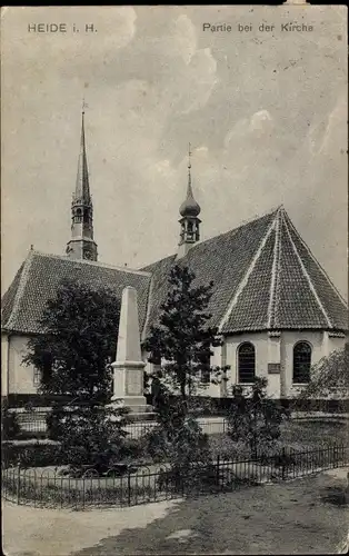 Ak Heide in Holstein, Kirche, Denkmal