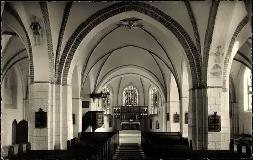 Ak Burg auf der Insel Fehmarn, Inneres der St. Nikolai Kirche, Kanzel, Liedanzeiger
