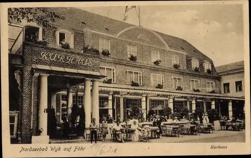 Ak Wyk auf Föhr Nordfriesland, Kurhaus, Terrasse, Besucher