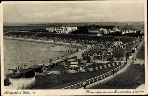 Ak Nordseebad Büsum, Herrenstrand vom Leuchtturm gesehen