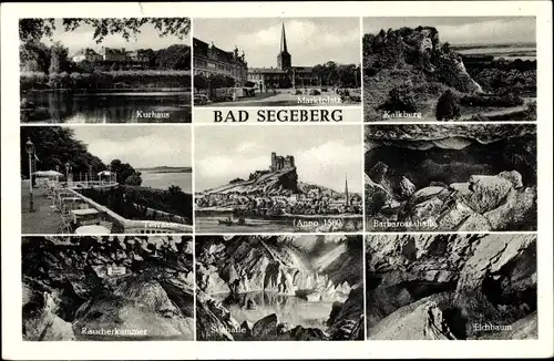 Ak Bad Segeberg, Kurhaus, Kalkberg, Elchbaum, Marktplatz, Barbarossahöhle, Räucherkammer