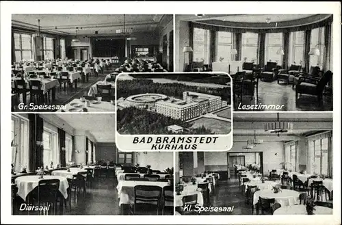 Ak Bad Bramstedt in Holstein, Kurhaus, Großer Speisesaal, Lesezimmer, Diätsaal, kleiner Speisesaal