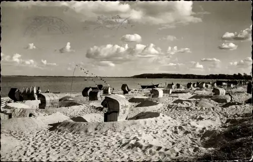 Ak Haffkrug Scharbeutz Ostholstein, Strand, Sandburgen, Strandkörbe