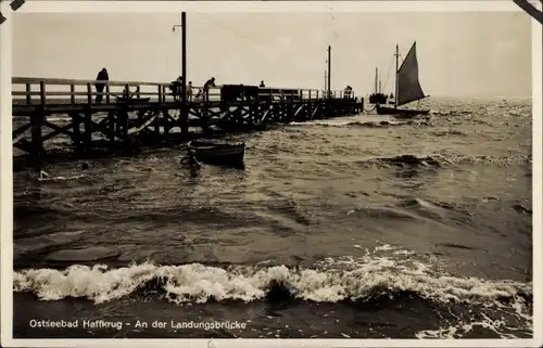 Ak Haffkrug Scharbeutz Ostholstein, Landungsbrücke, Wellen