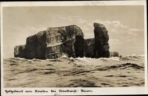 Ak Nordseeinsel Helgoland, Lange Anna bei Sturm