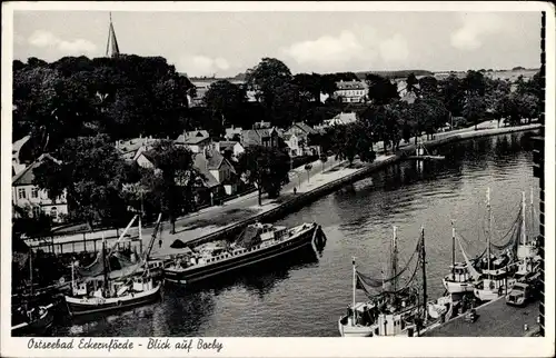 Ak Ostseebad Borby Eckernförde, Teilansicht, Hafen, Boote