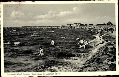Ak Nordseebad Büsum, Badeleben bei frischer Brise