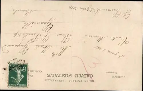 Ak Kinder als Erwachsene, Mädchen, Puppe, Junge in französischer Uniform