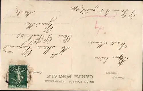 Ak Kinder als Erwachsene, Mädchen, Puppe, Junge in französischer Uniform