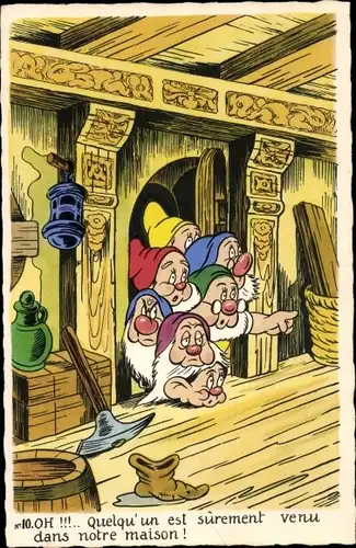Künstler Ak Walt Disney, Schneewittchen, sieben Zwerge