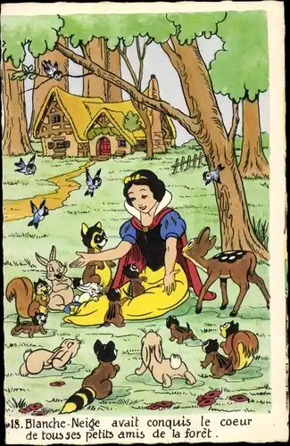 Künstler Ak Walt Disney, Schneewittchen, Waldtiere