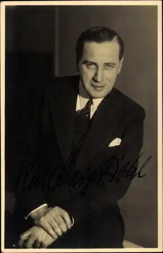 Foto Ak Schauspieler Karl Ludwig Diehl, Portrait, Autogramm