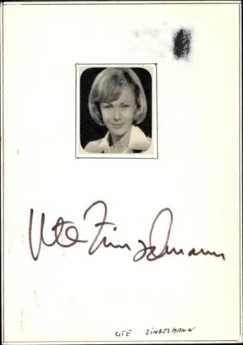 Ak Schauspielerin Ute Zingelmann, Portrait, Autogramm