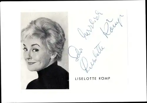 Ak Schauspielerin Liselotte Römp, Portrait, Autogramm