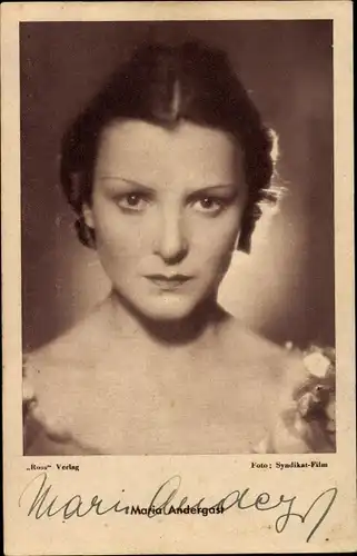 Ak Schauspielerin Maria Andergast, Portrait, Autogramm