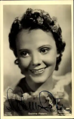 Ak Schauspielerin Sabine Peters, Portrait, Autogramm