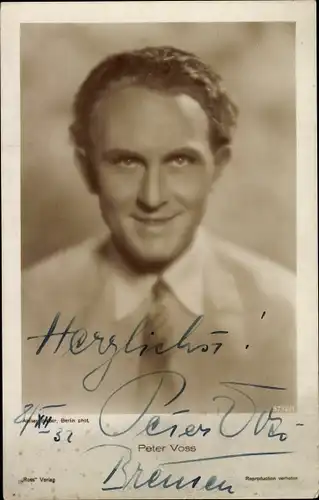 Ak Schauspieler Peter Voss, Portrait, Autogramm