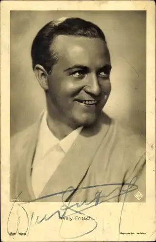 Ak Schauspieler Willy Fritsch, Portrait, Ross Verlag 6717 1, Autogramm