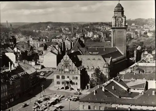 Ak Plauen im Vogtland, Teilansicht, Rathaus