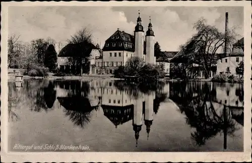 Ak Blankenhain Crimmitschau in Sachsen, Rittergut und Schloss Blankenhain, Gasthof Hohe Weide