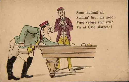 Studentika Ak Studenten spielen Billard, Cafe Marocco