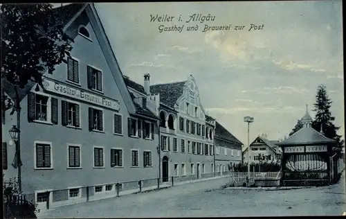 Ak Weiler Simmerberg im Allgäu, Gasthof und Brauerei zur Post