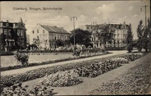 Ak Oldenburg im Großherzogtum Oldenburg, Anlagen am Bahnhofsplatz