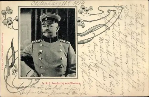 Ak Großherzog Friedrich August von Oldenburg, Portrait in Uniform