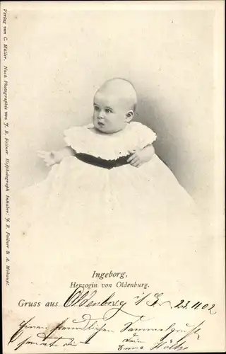 Ak Ingeborg, Herzogin von Oldenburg, Portrait