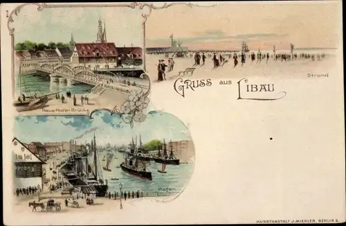 Litho Liepaja Libau Lettland, Strand, Hafen, Hafenbrücke