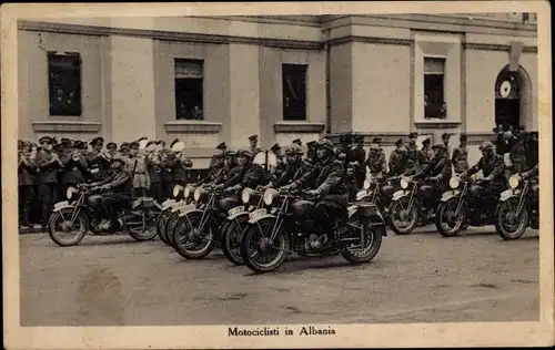 Ak Albanien, Motorciclisti, Motorräder, Soldaten