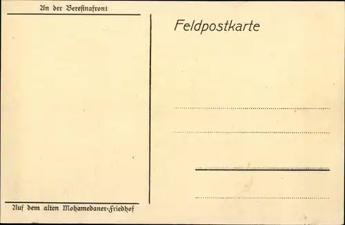 Künstler Ak Nickel, Beresinafront, alter Mohamedaner Friedhof, I WK