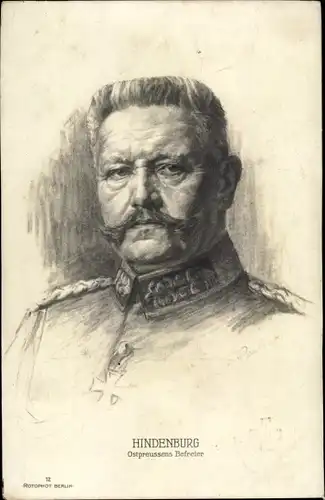 Künstler Ak Generalfeldmarschall Paul von Hindenburg