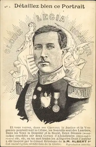 Künstler Ak König Albert I. von Belgien, Portrait, Glorie Legia Honneur