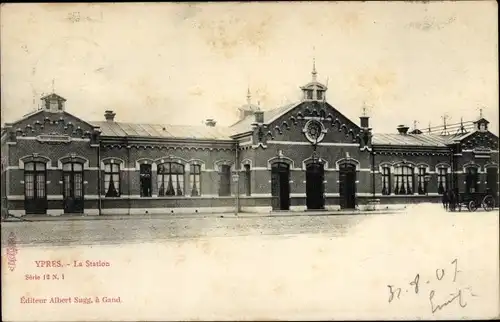 Ak Ypres Ypern Westflandern, Bahnhof