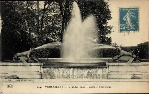 Ak Versailles Yvelines, Great Waters, Tierkampf