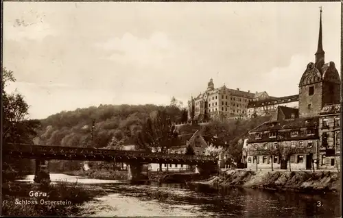 Ak Untermhaus Gera in Thüringen, Schloss Osterstein, Brücke, Kirche