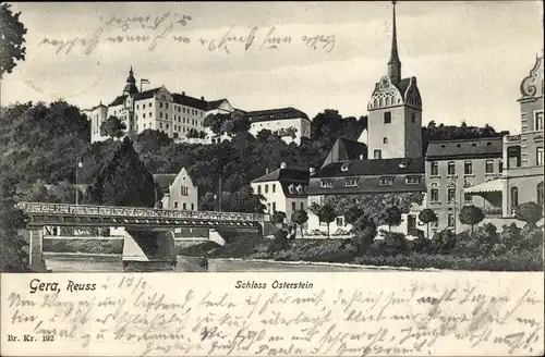 Ak Untermhaus Gera in Thüringen, Schloss Osterstein, Brücke, Kirche