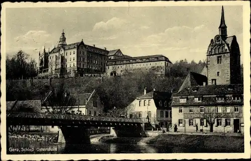 Ak Untermhaus Gera in Thüringen, Schloss Osterstein, Brücke, Kirche