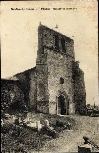 Ak Soulignac Gironde, Kirche