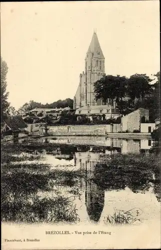 Ak Brezolles Eure et Loir, Blick vom Teich aus