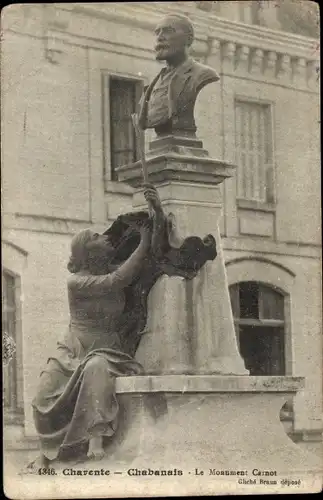 Ak Chabanais Charente, Monument Carnot