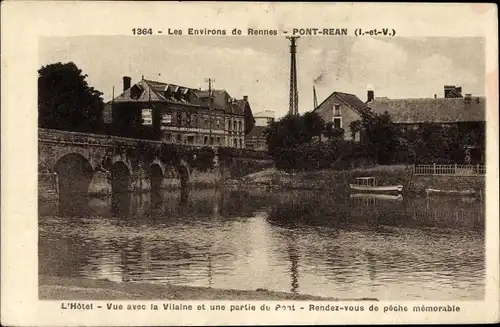 Ak Guichen Ille et Vilaine, Pont Réan, Hotel, Blick auf Vilaine