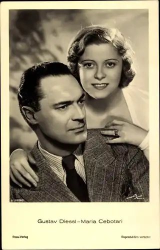 Ak Schauspieler Gustav Diessl, Schauspielerin Maria Cebotari, Portrait, Ross Verlag Nr. A 2804/1