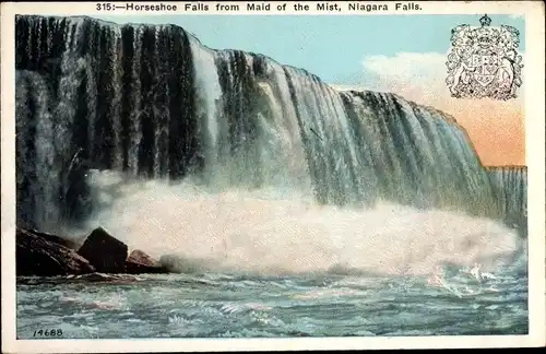 Ak Niagara Falls New York USA, Horseshoe Fall aus Maid of the Mist