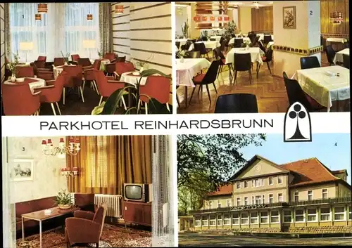 Ak Reinhardsbrunn Friedrichroda im Thüringer Wald, Parkhotel, Mokkastube, Restaurant, Appartement